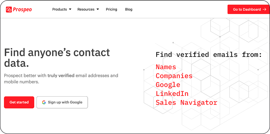 Prospeo email finding and verification tool dashboard