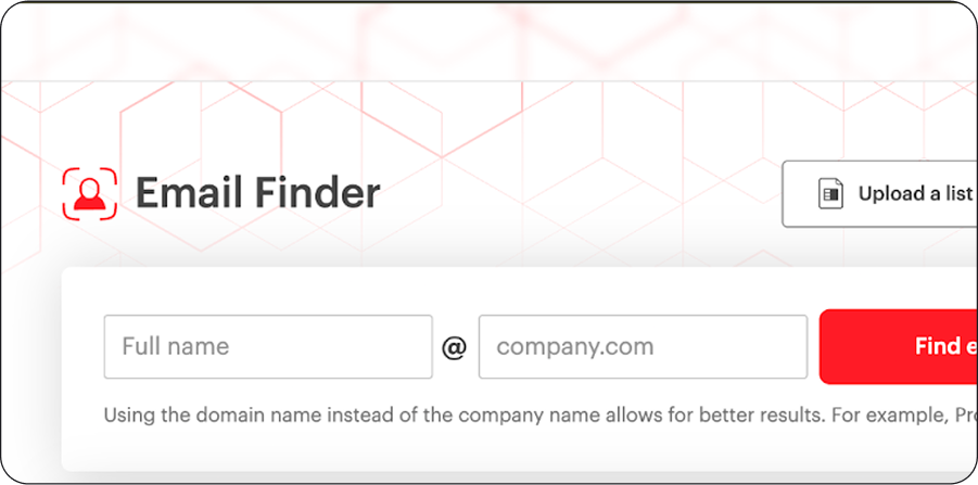 Prospeo search bar example for email finding