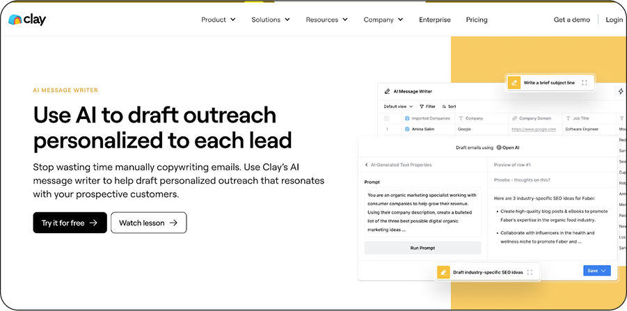 Clay dashboard for personalized sequences and automation