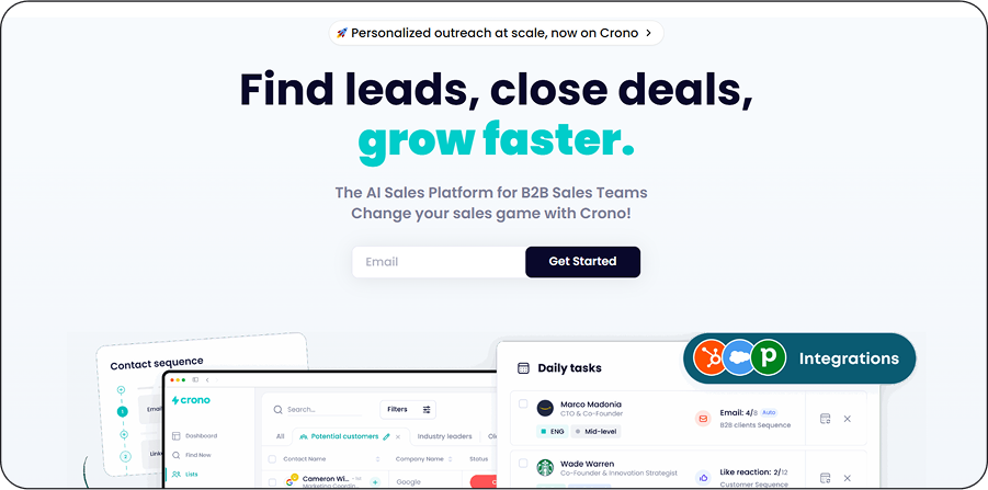 Crono AI-powered outbound sales platform dashboard